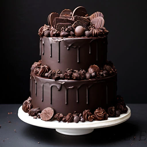 2 Tier Dark Chocolate Cake